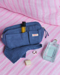 Merci - Trousse En Lin Lavé - Bleu Pacifique