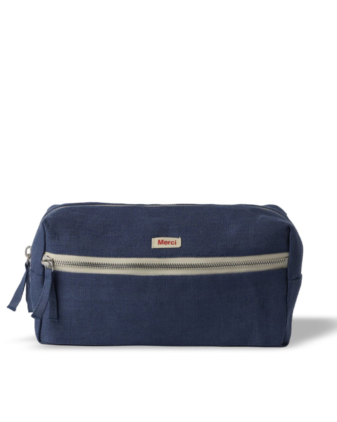 Merci - Trousse De Toilette En Lin Lavé - Bleu Pacifique