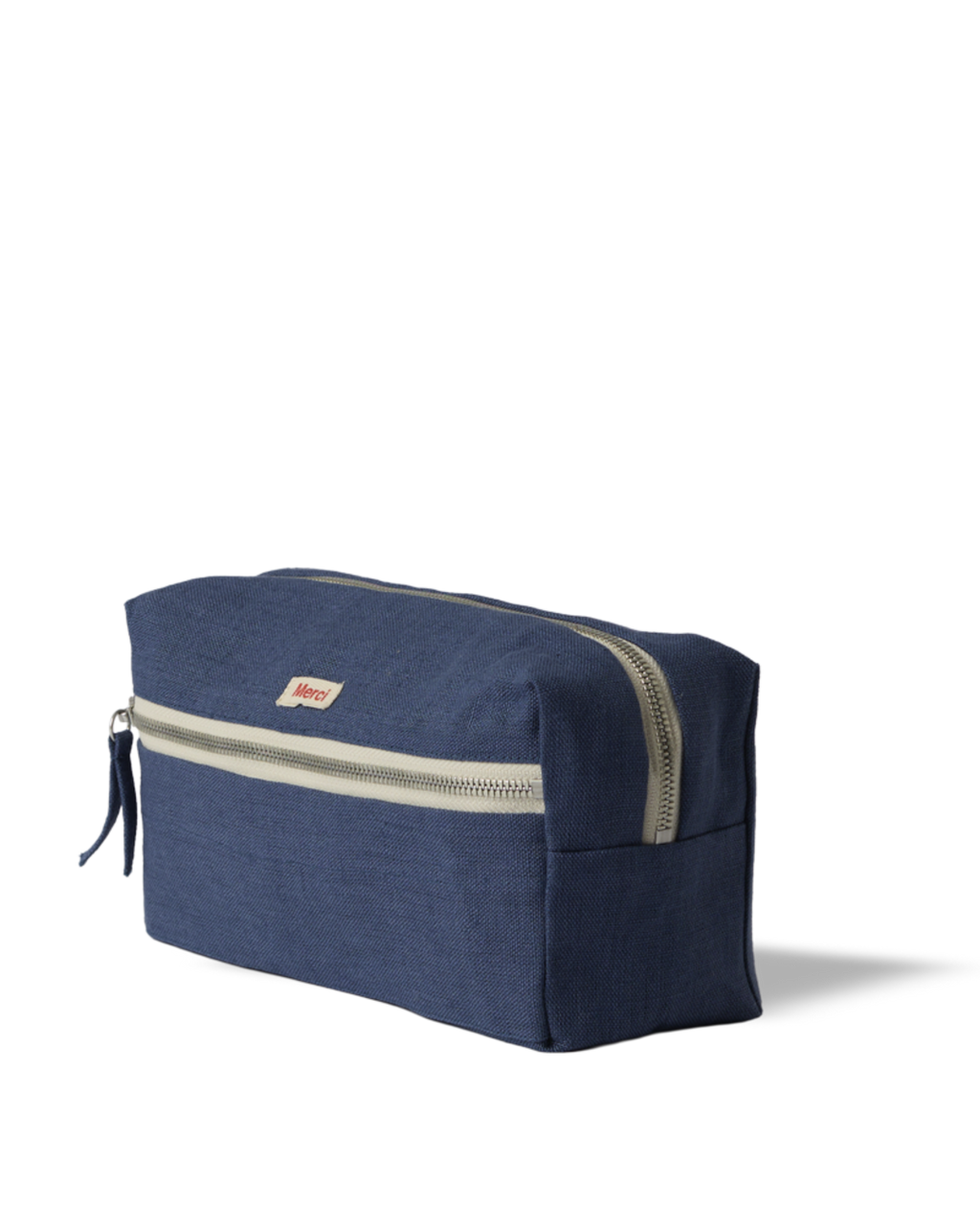 Merci - Trousse De Toilette En Lin Lavé - Bleu Pacifique