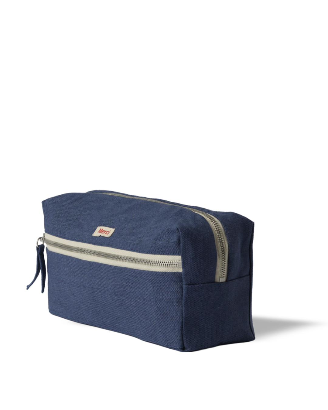 Merci - Trousse De Toilette En Lin Lavé - Bleu Pacifique