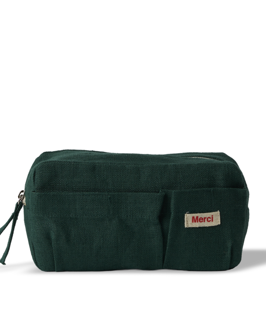 Merci - Trousse En Lin Lavé - Vert Séquoia