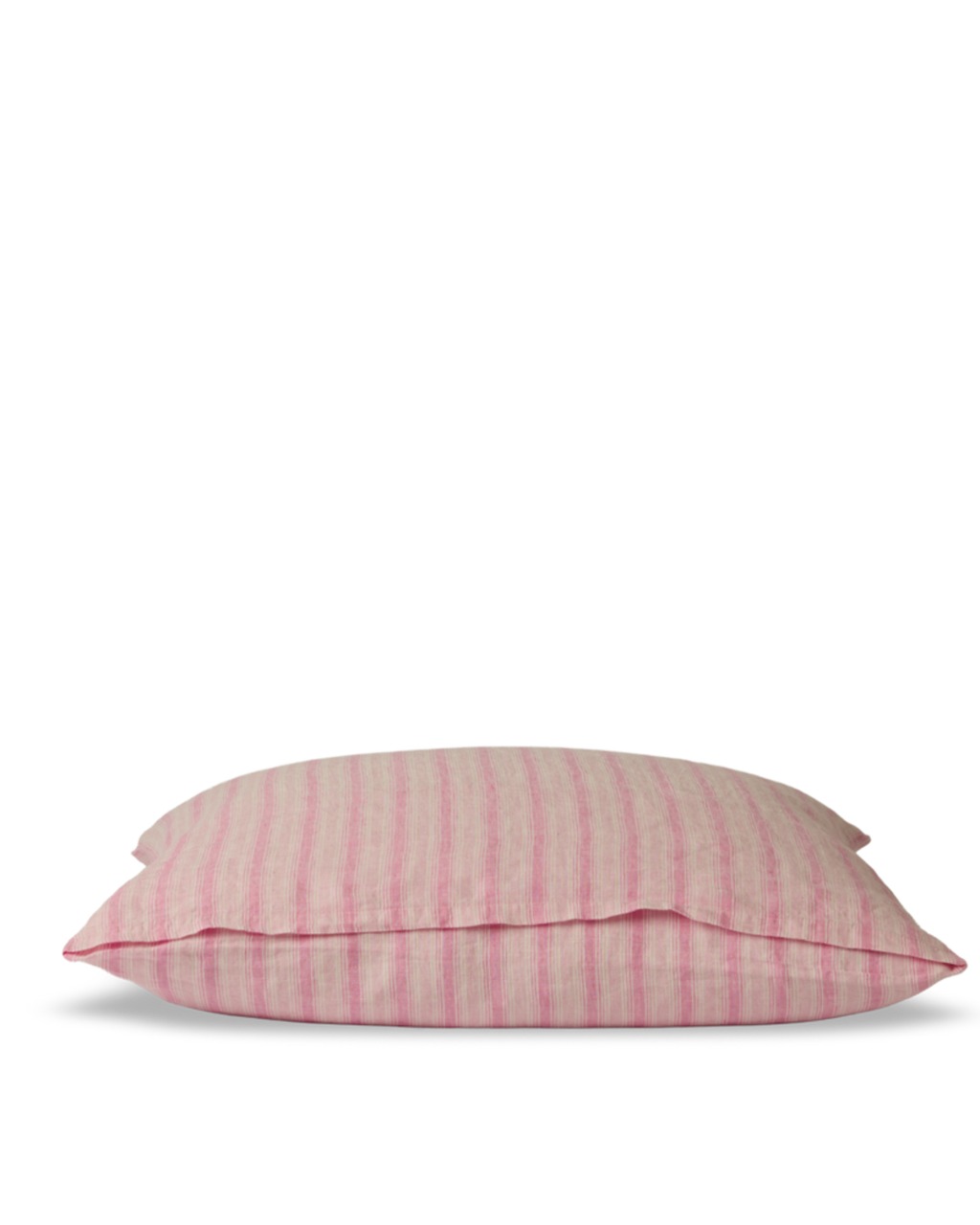Merci - Washed linen pillowcase - Pink Weft Stripes