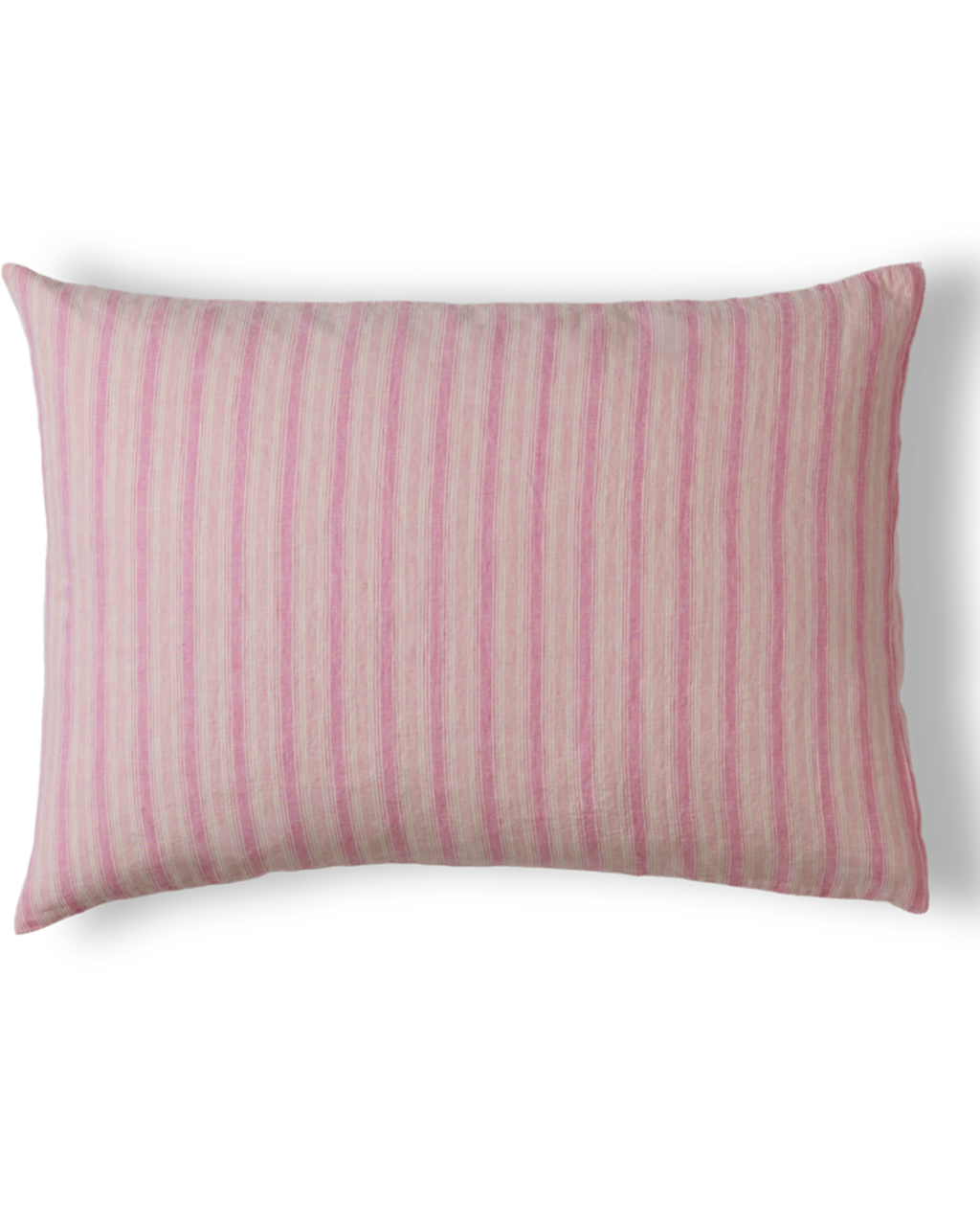 Merci - Washed linen pillowcase - Pink Weft Stripes