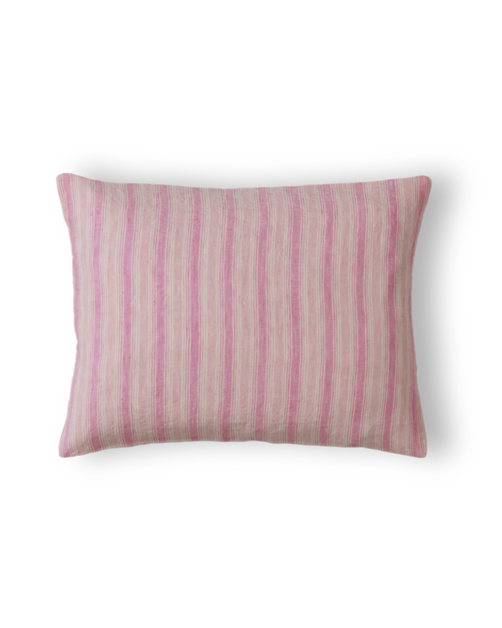 Merci - Washed linen pillowcase - Pink Weft Stripes