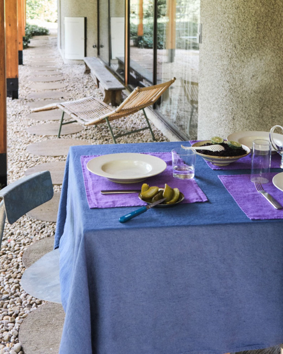 Merci - Nappe En Lin Lavé - Bleu Pacifique