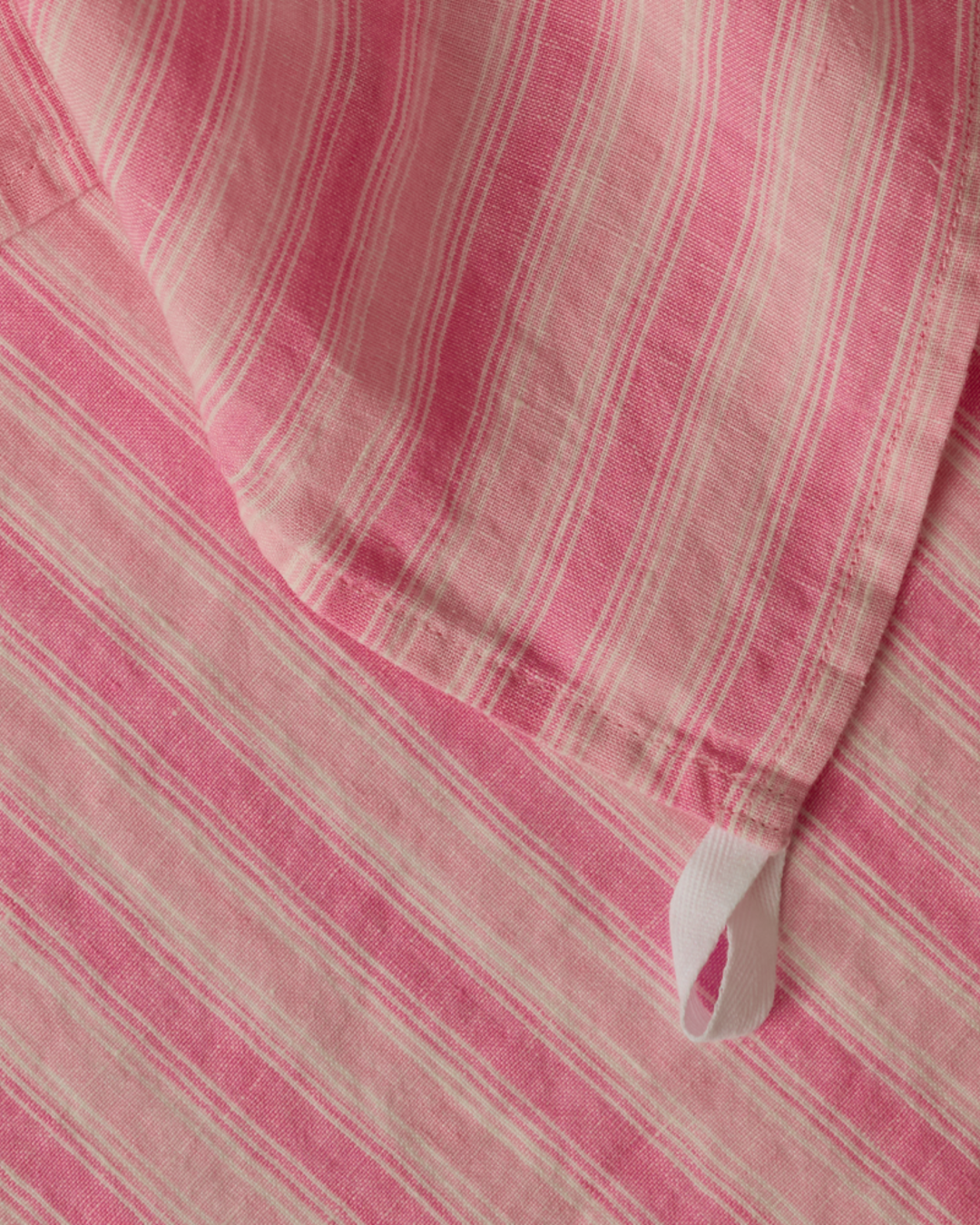 Merci - Washed linen tea towel - Pink Weft Stripes
