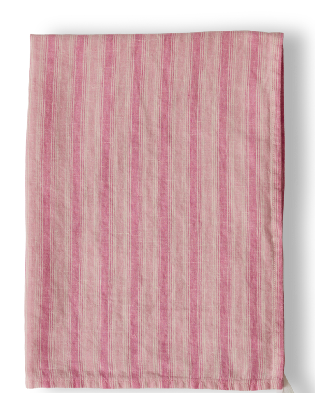 Merci - Washed linen tea towel - Pink Weft Stripes