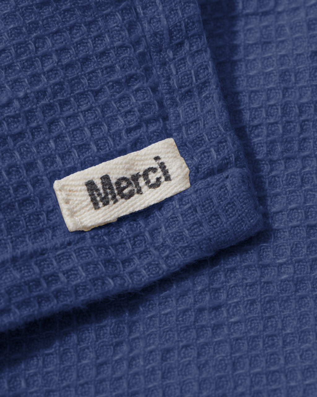Merci - Linen bath towel - Honeycomb - Blue Pacific