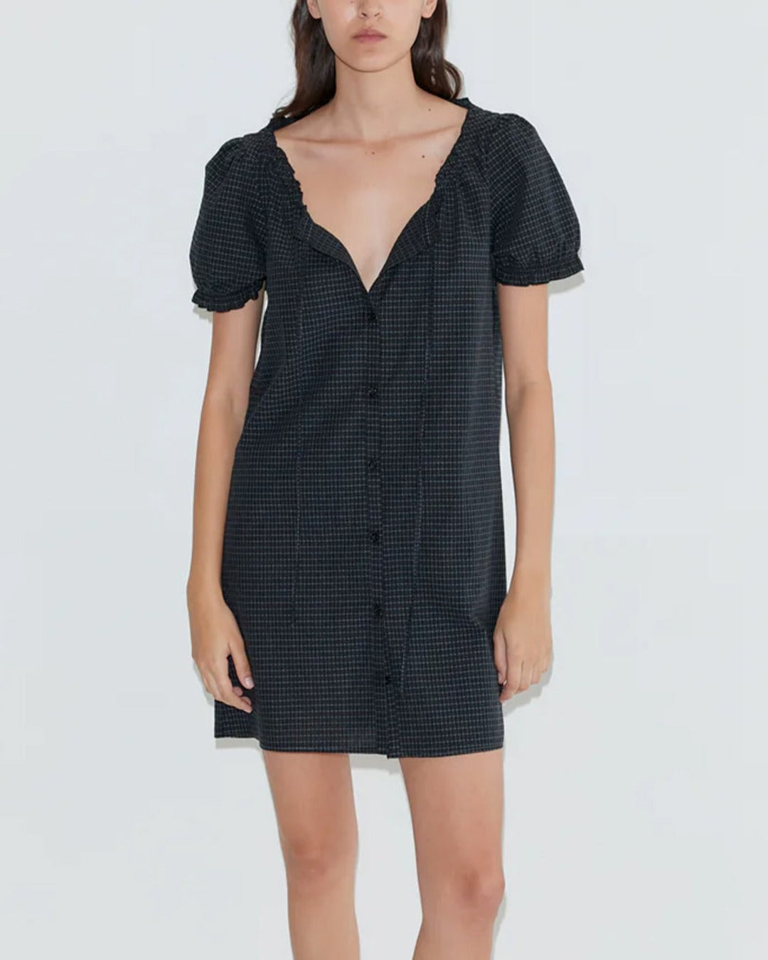 Deiji Studio - Short Buttoned Dress - Mono Grid