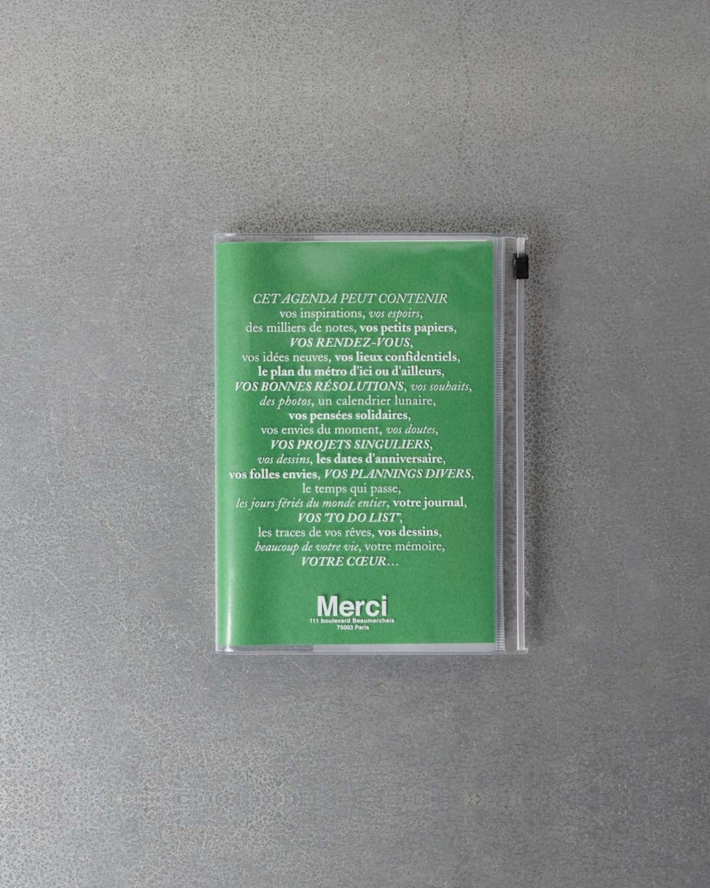 Merci - Calendar Merci Oct. 2026 – Dec. 2027 - Green