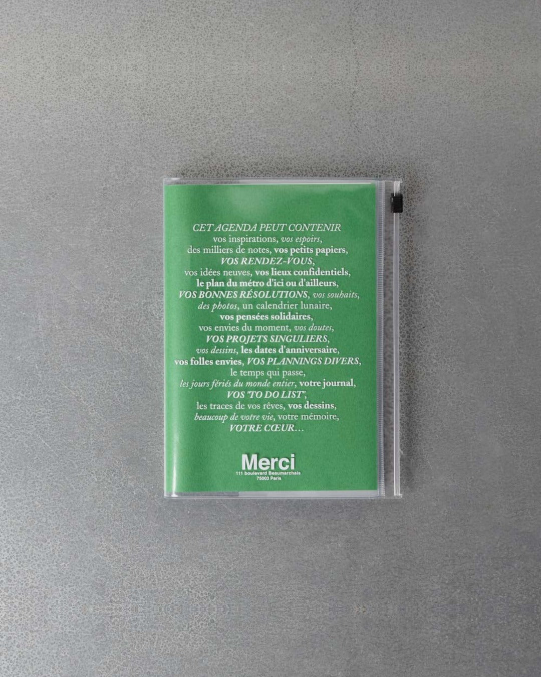 Merci - Calendar Merci Oct. 2026 – Dec. 2027 - Green