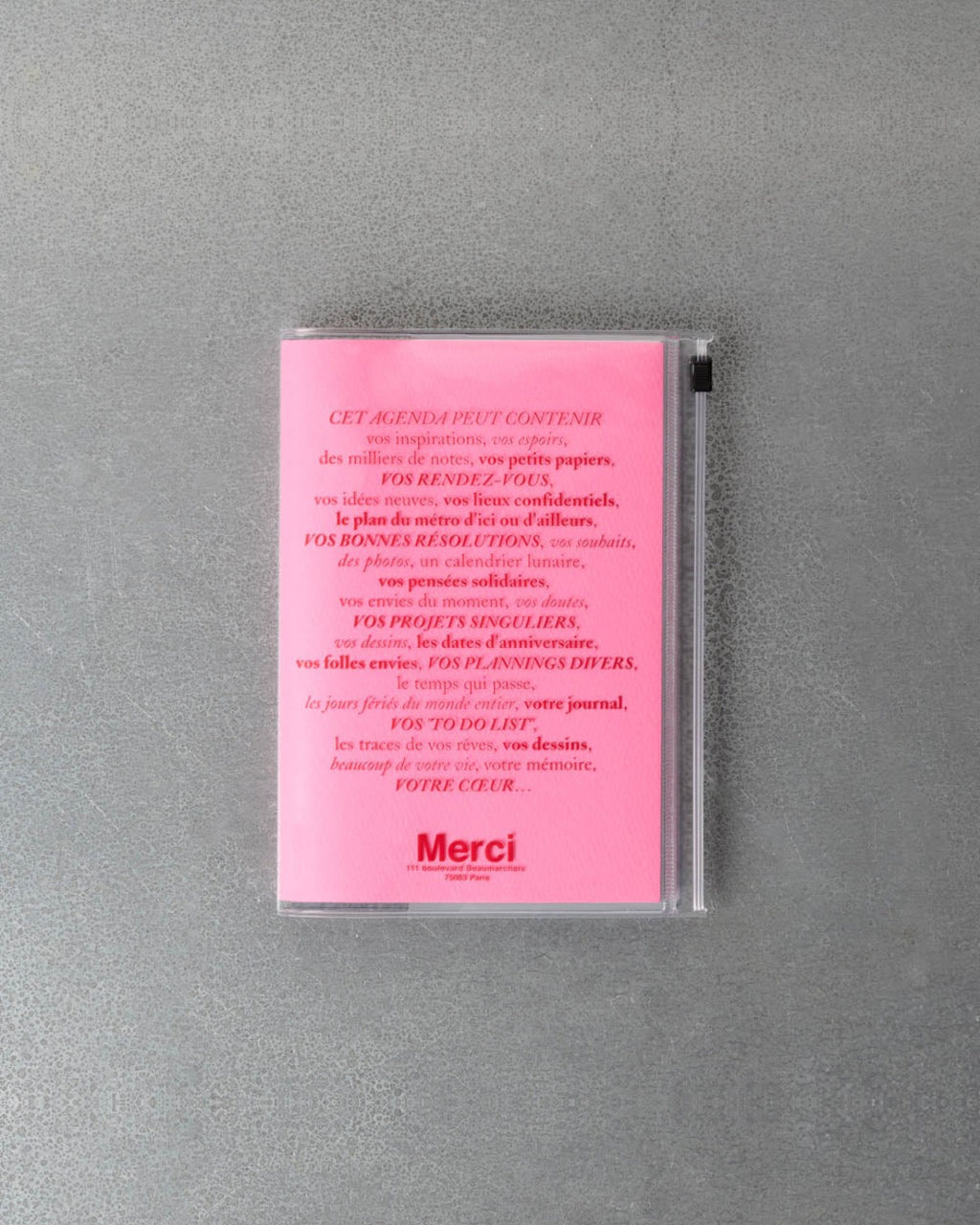 Merci - Calendar Merci Oct. 2026 – Dec. 2027 - Pink & Red