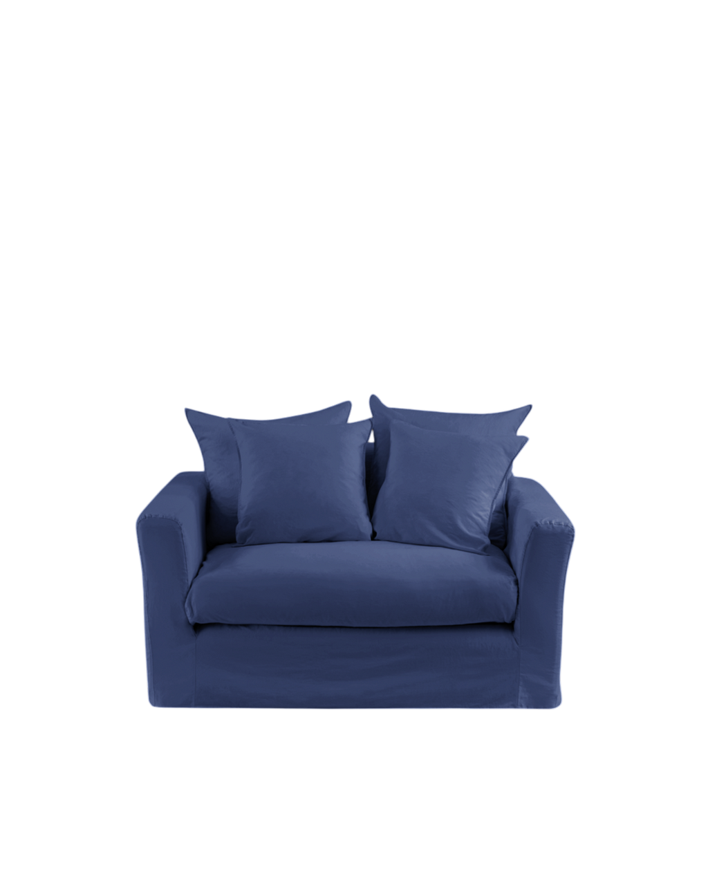 Canapé Merci Paris bleu pacifique déhoussable en tissu avec coussins moelleux, design français durable