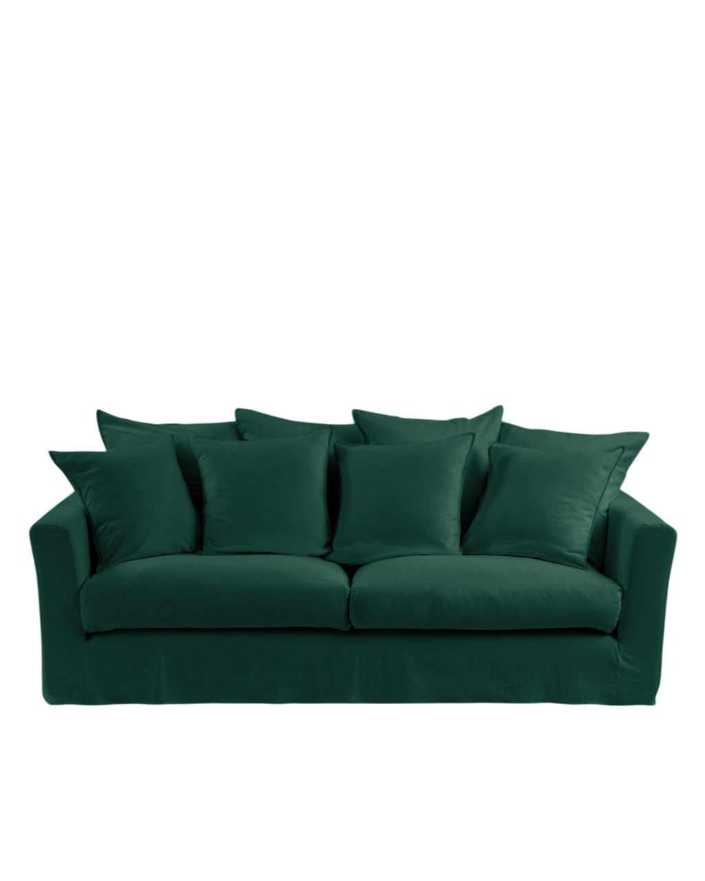 Canapé Merci Paris vert séquoia déhoussable avec coussins en plumes, design français élégant et confortable