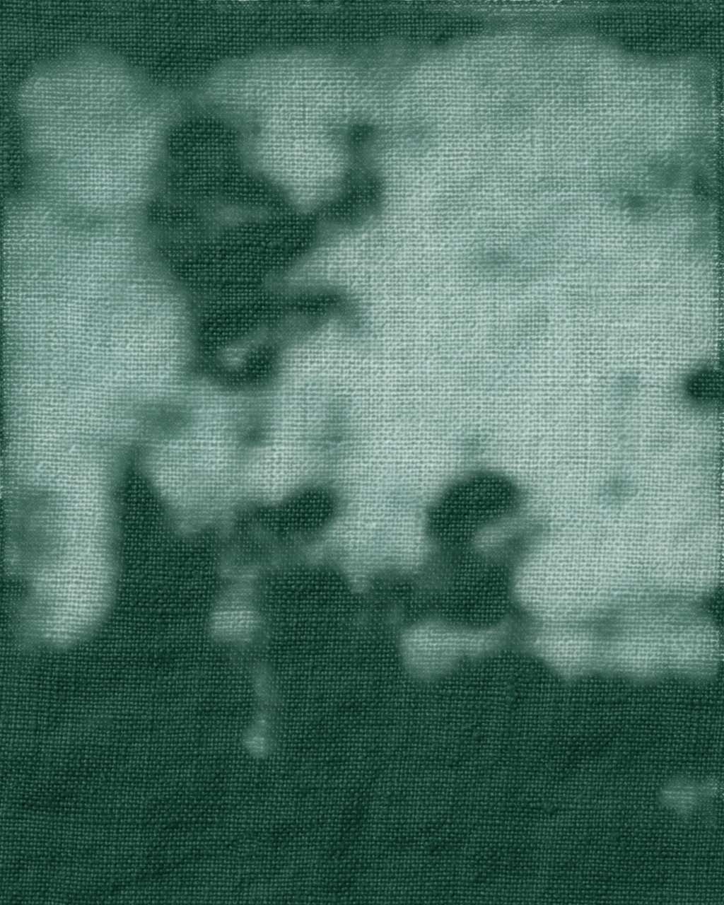 Gros plan sur le tissu en lin vert séquoia du canapé Merci Paris, mettant en valeur la texture naturelle du textile.