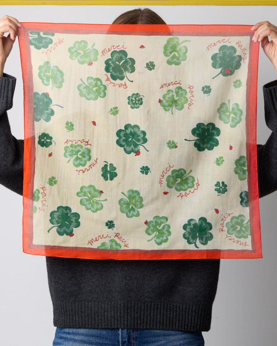 Merci - Clovers Bandana - Ecru Red & Green