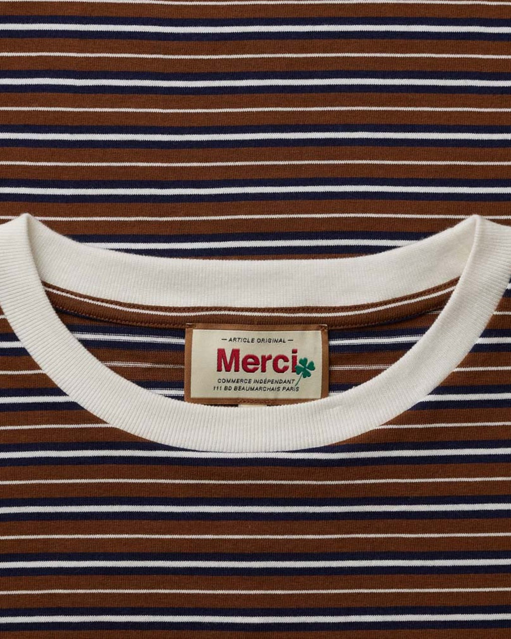 Merci - T-Shirt Rob Rayures - Marron & Marine