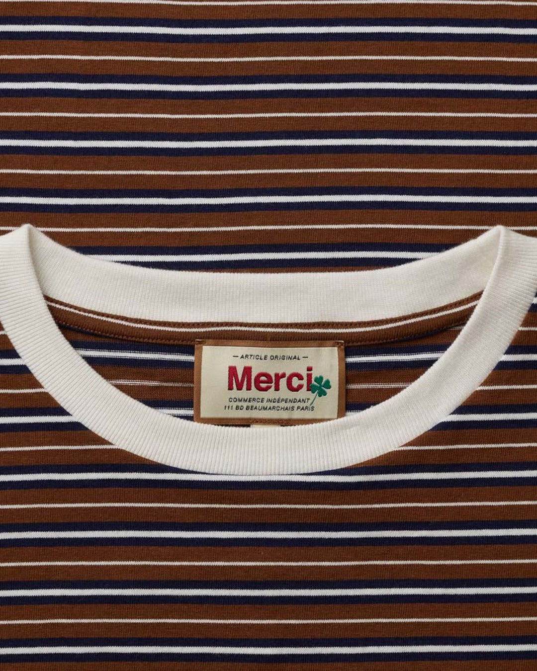 Merci - T-Shirt Rob Rayures - Marron & Marine