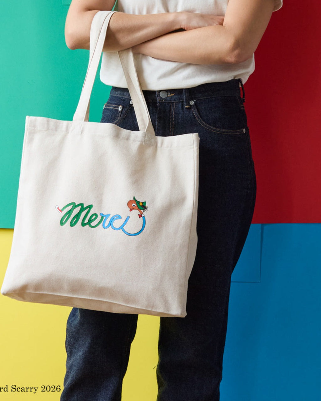 Merci x Richard Scarry - Cotton Tote Bag - Merci Lowly Worm