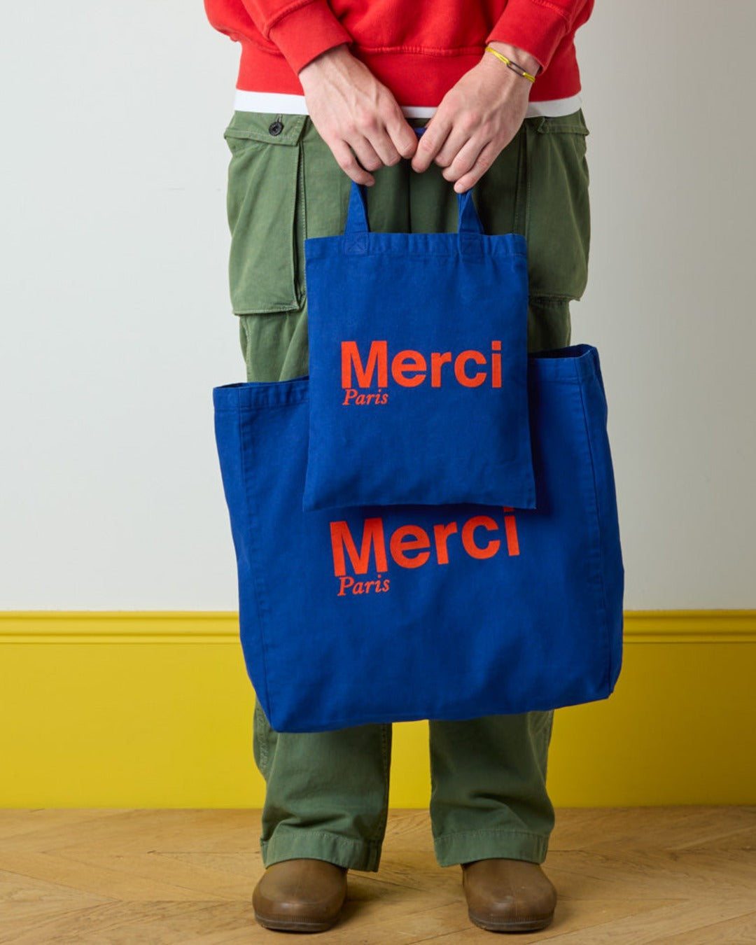 Merci - Cotton Tote Bag - Navy & Orange