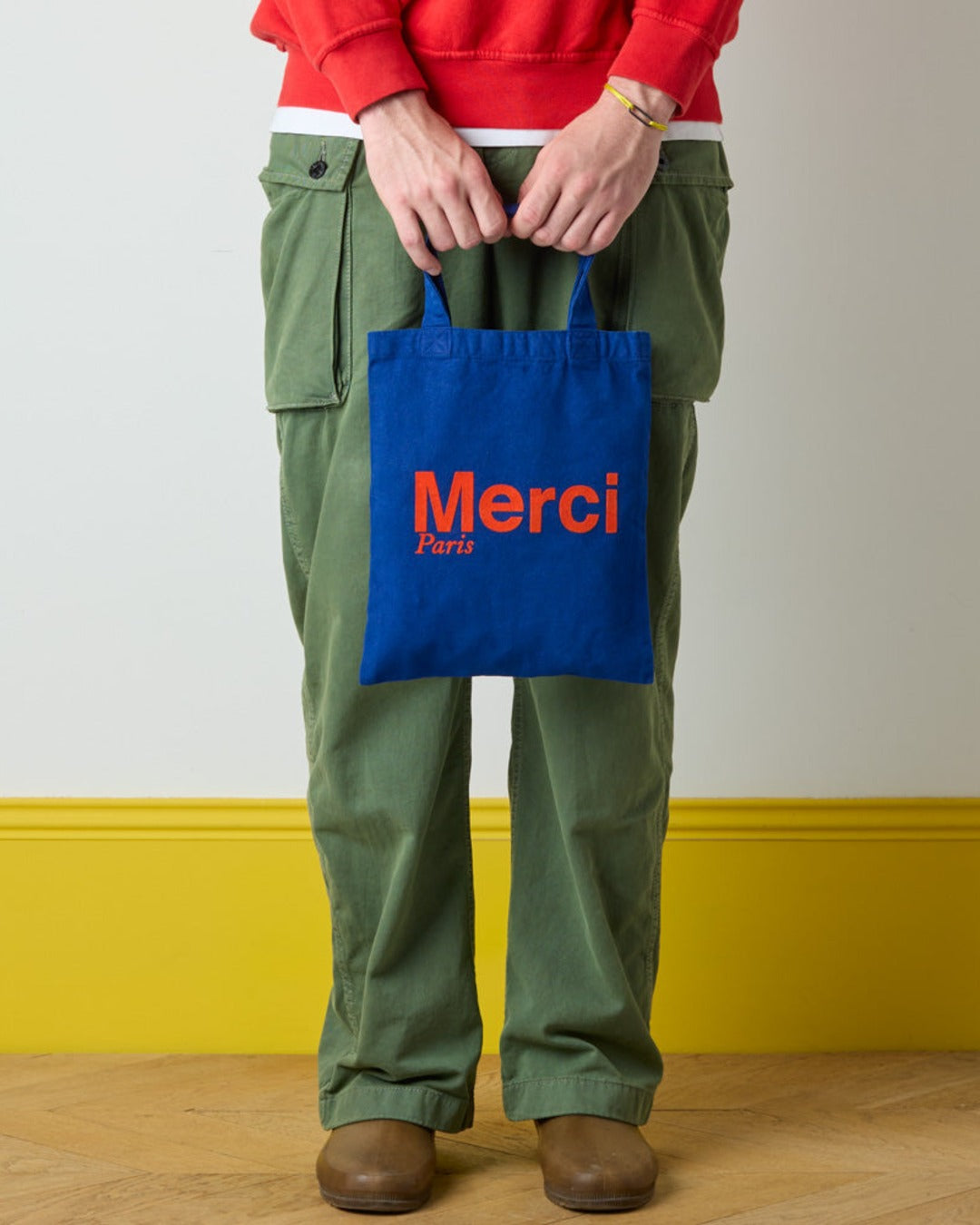 Merci - Cotton Tote Bag - Navy & Orange