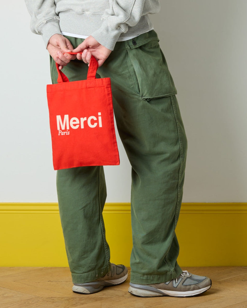Merci - Tote Bag En Coton - Rouge & Ecru