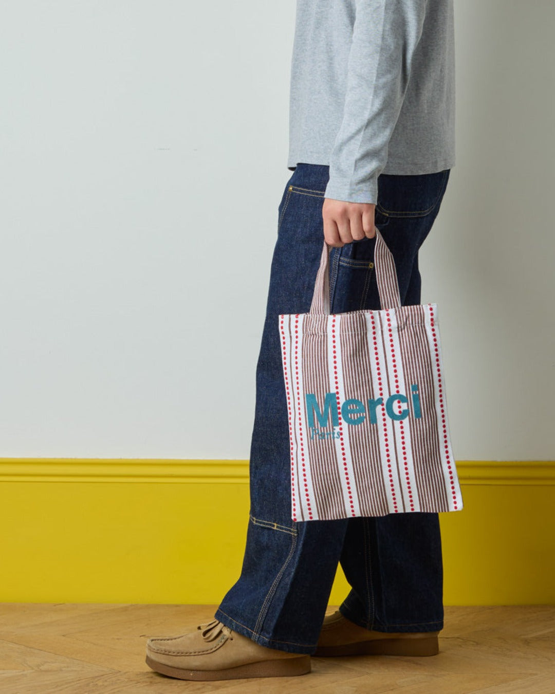 Merci - Hickory Cotton Tote Bag - Blue stripes