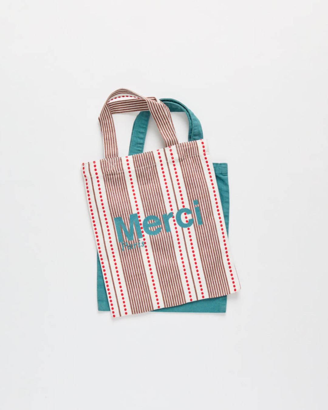 Merci - Tote Bag En Coton Hickory - Rouge Bleu & Marron