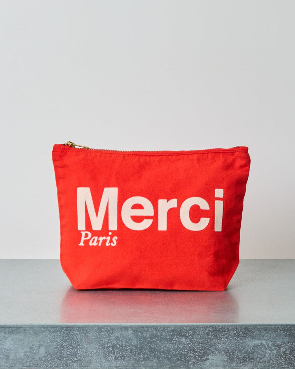 Merci - Pochette En Coton - Rouge & Ecru