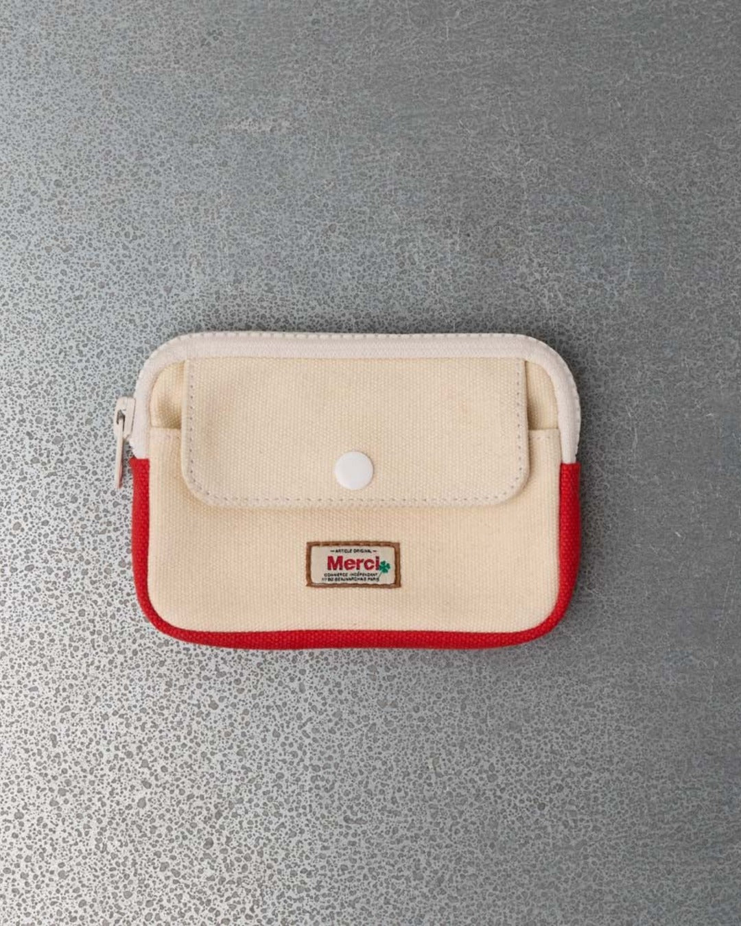 Merci - Candide S Coin Purse - Ecru & Red