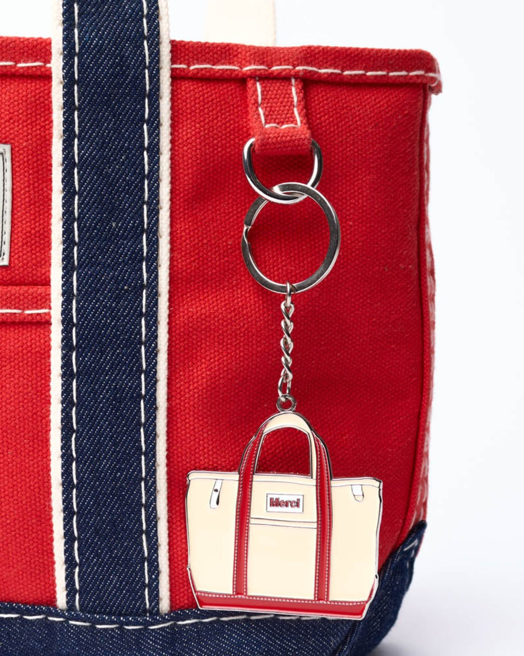 Merci - Candide shopping bag Ribbon - Red & Denim