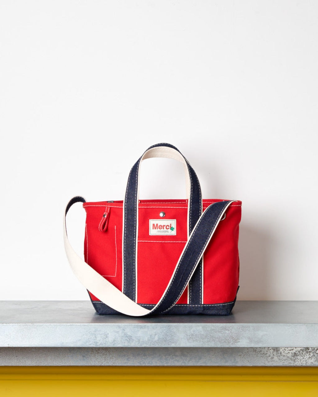Merci - Candide shopping bag Ribbon - Red & Denim