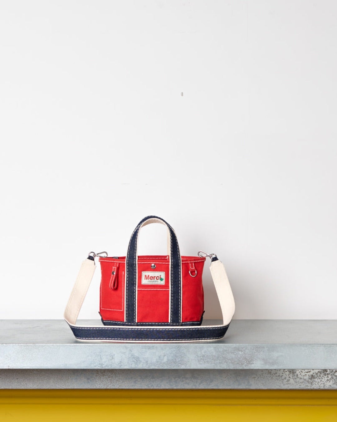 Merci - Candide shopping bag Ribbon - Red & Denim