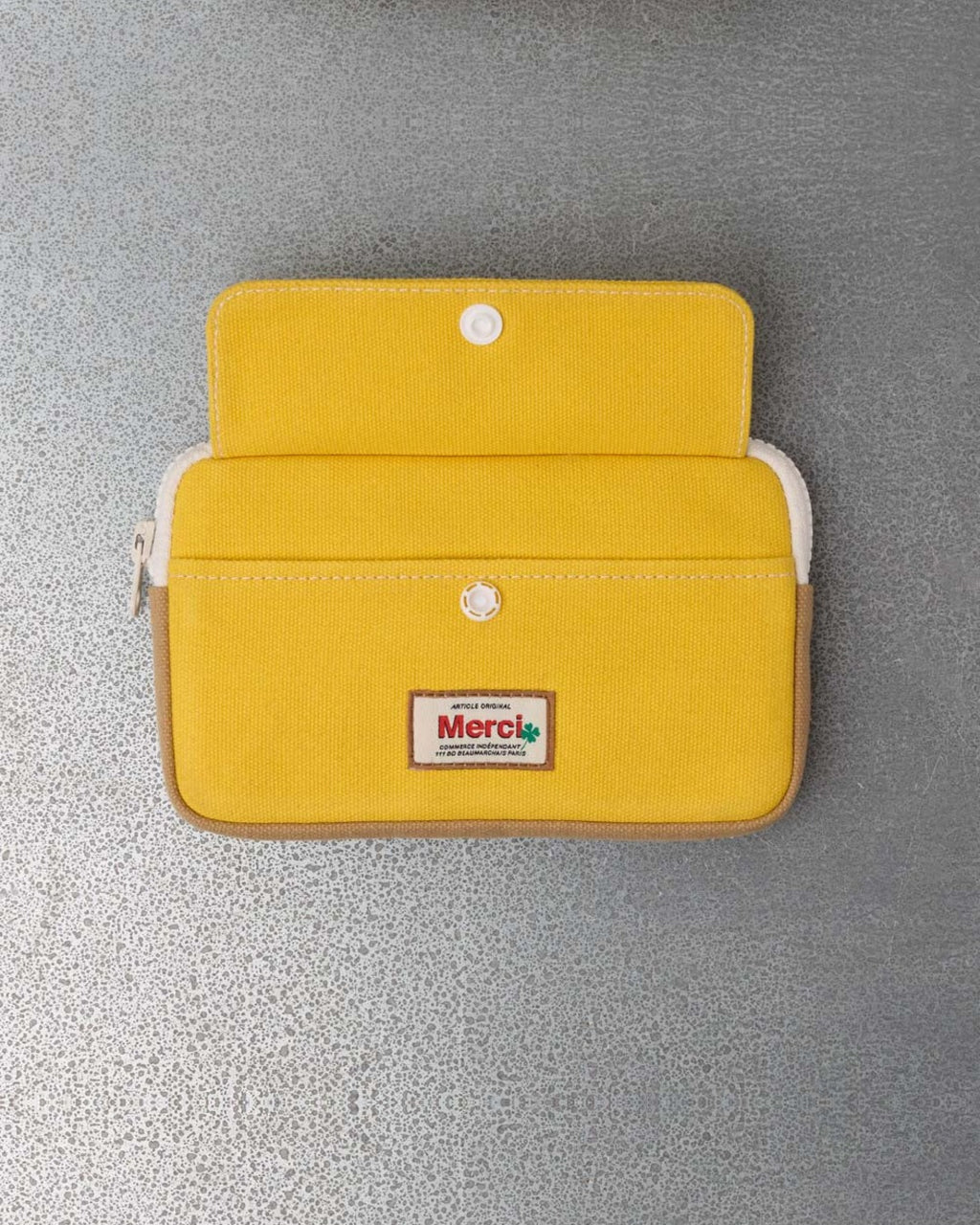 Merci - Porte Monnaie Candide M - Jaune & Beige