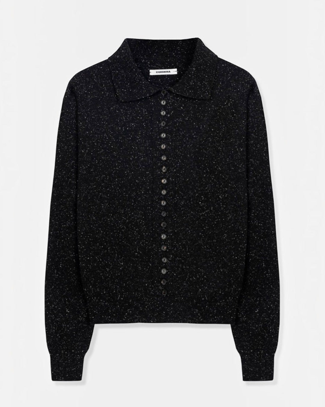 Cordera - Cardigan Polo Moucheté - Noir