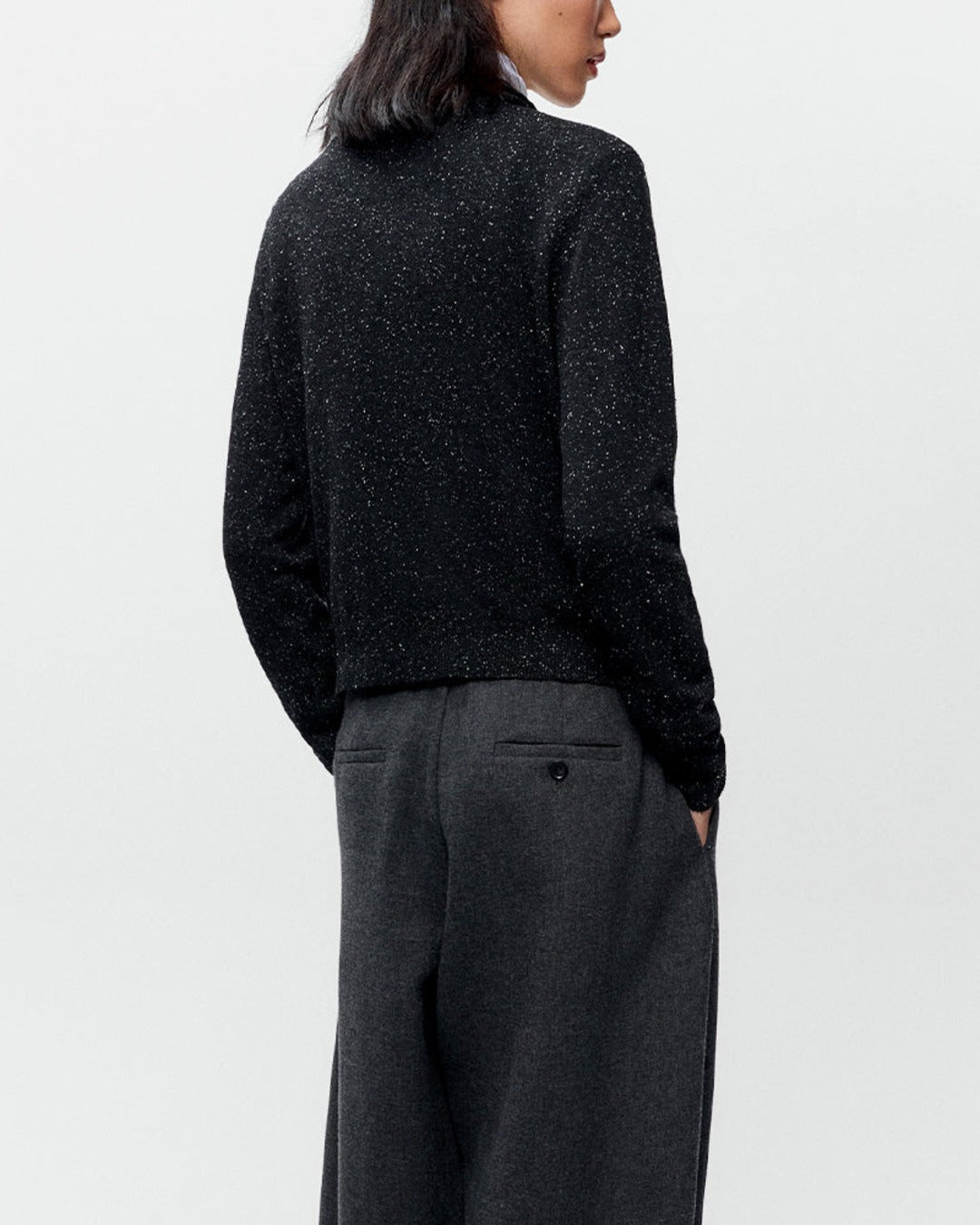 Cordera - Cardigan Polo Moucheté - Noir