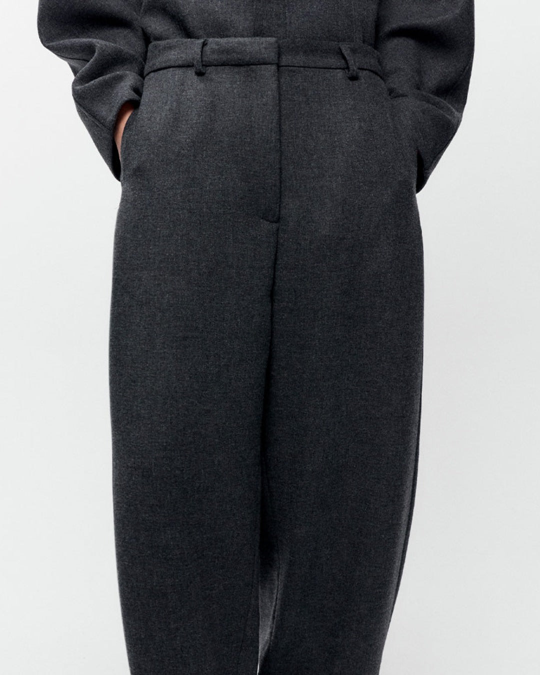 Cordera - Pantalon Cintré En Laine - Anthracite