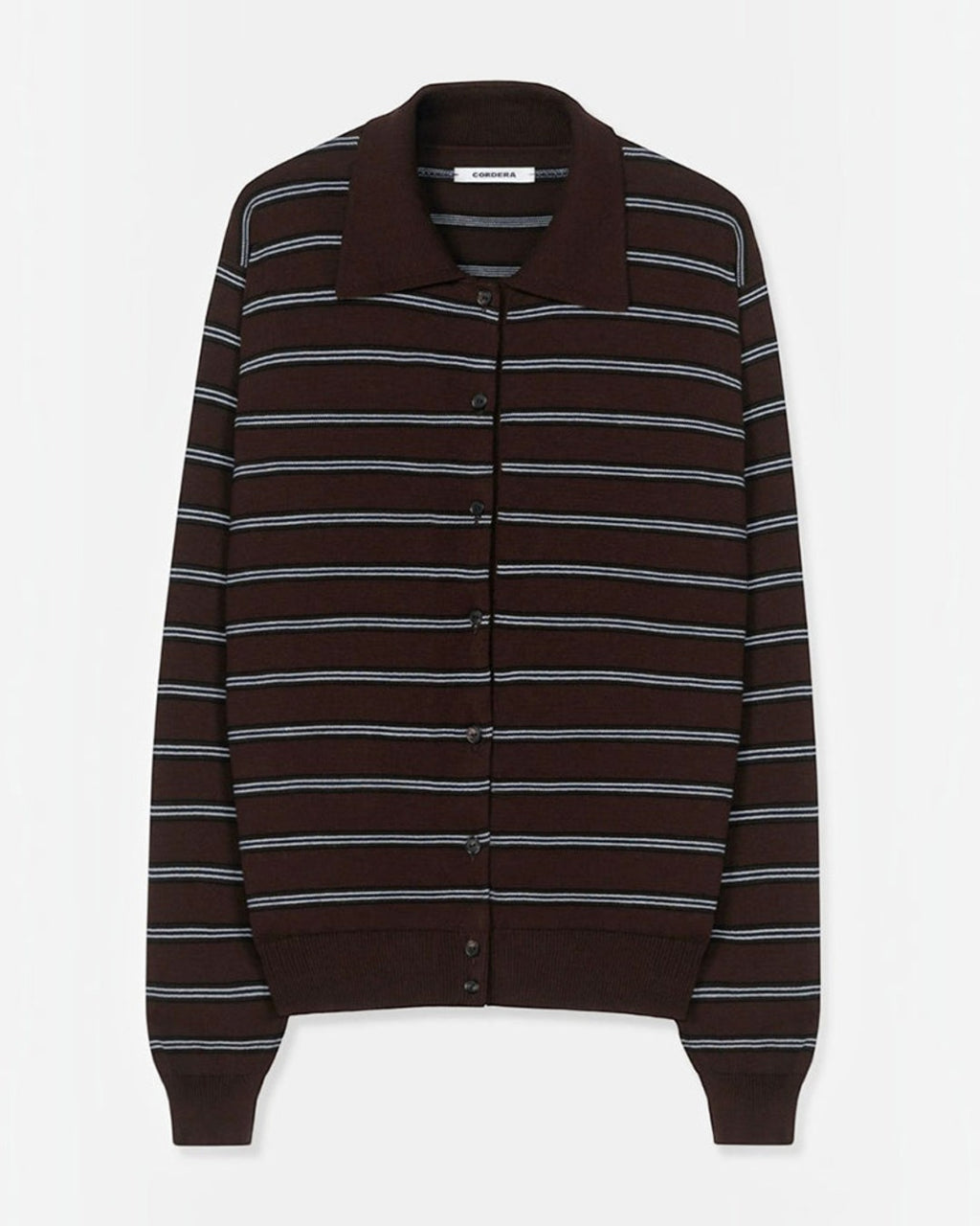 Cordera - Cardigan Polo Rayures - Marron