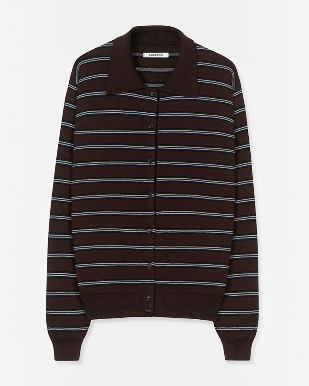 Cordera - Cardigan Polo Rayures - Marron