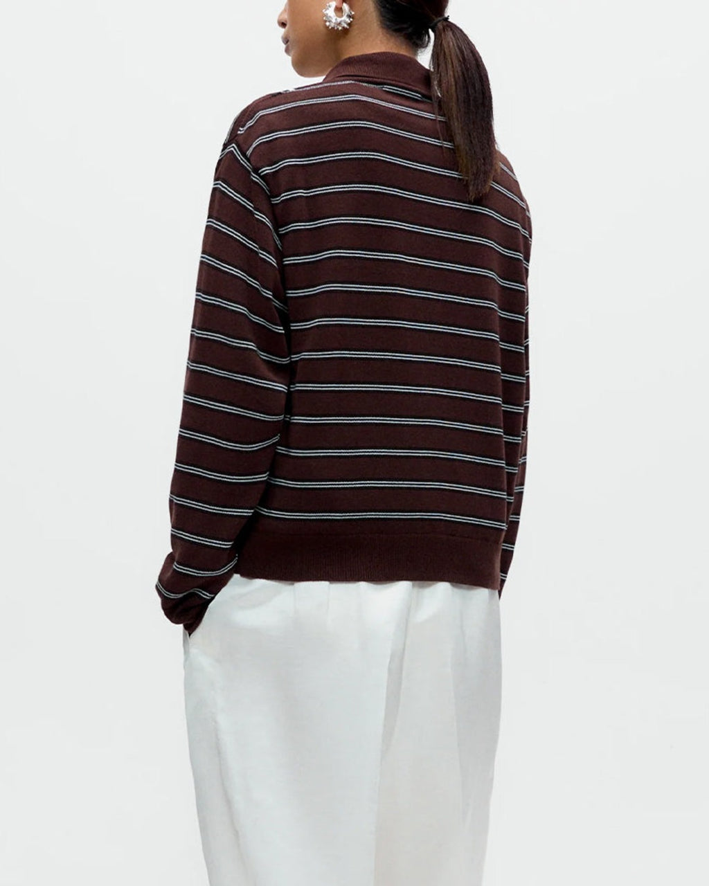 Cordera - Cardigan Polo Rayures - Marron