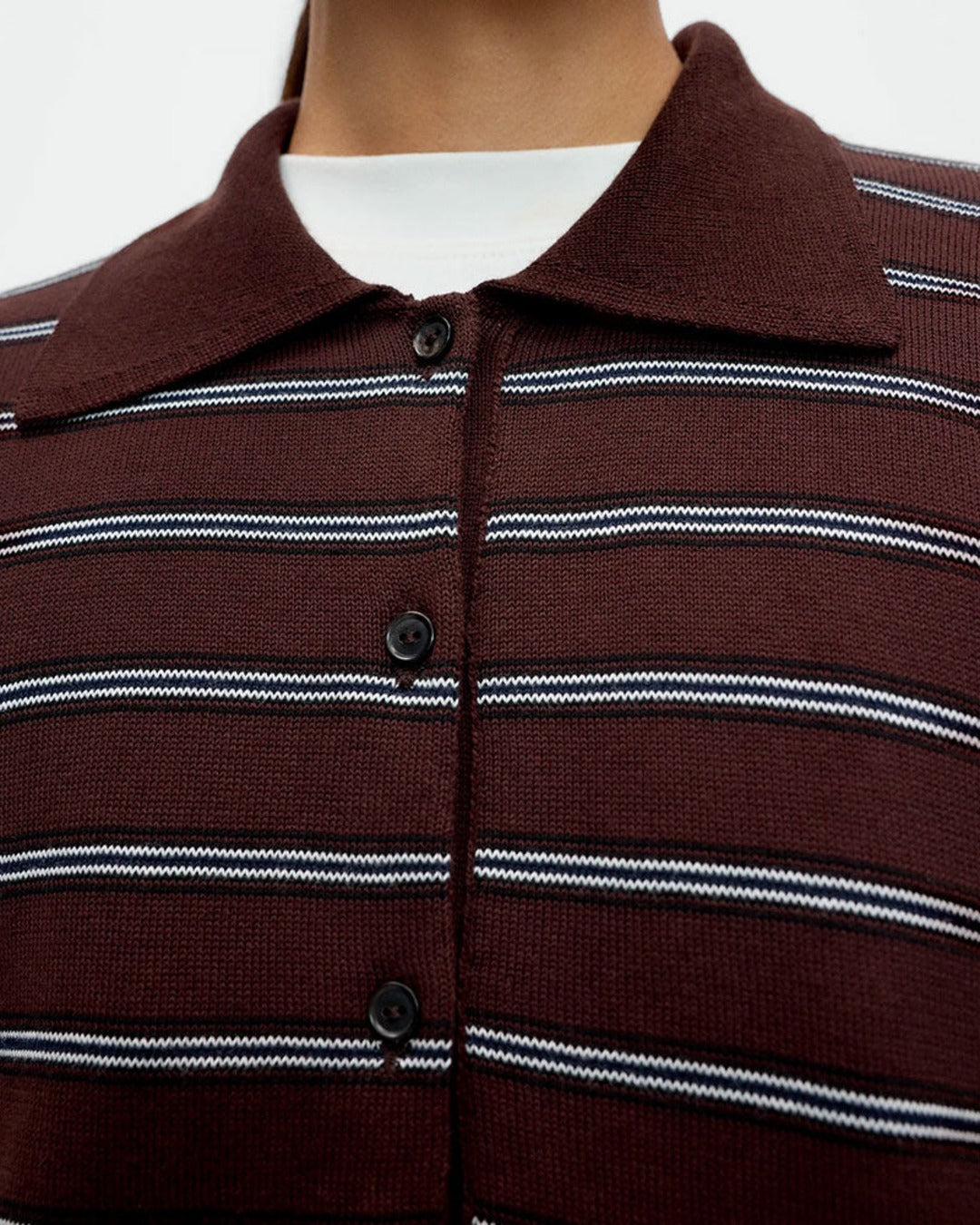 Cordera - Cardigan Polo Rayures - Marron