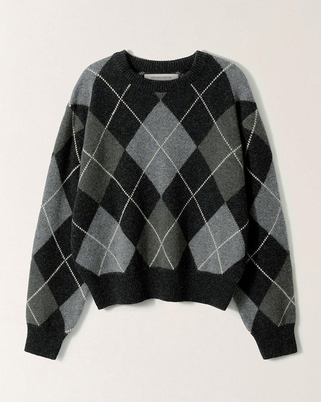 Nothing Written - Marais Argyle Sweater - Grey