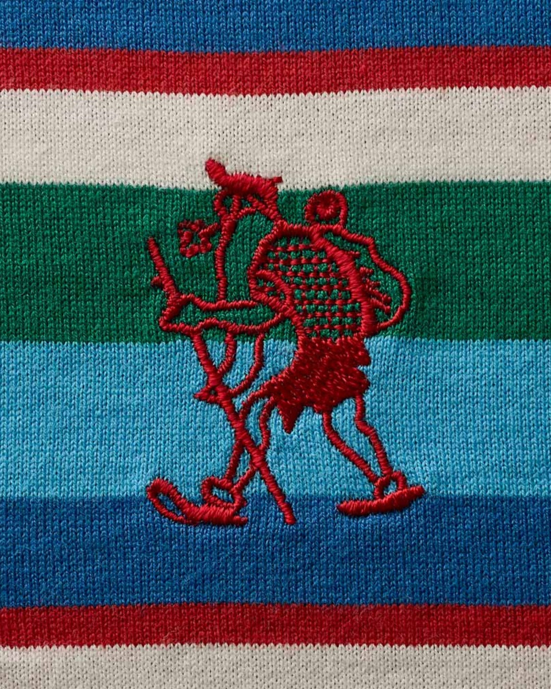 Au Vieux Campeur - Paid Leave - Bianca T-Shirt - Green Bleu Red & Ecru