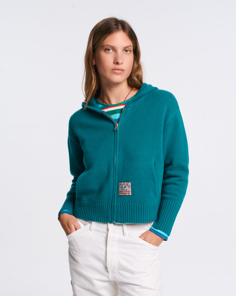 Au Vieux Campeur - Paid Leave - Daisy Sweater - Duck Green