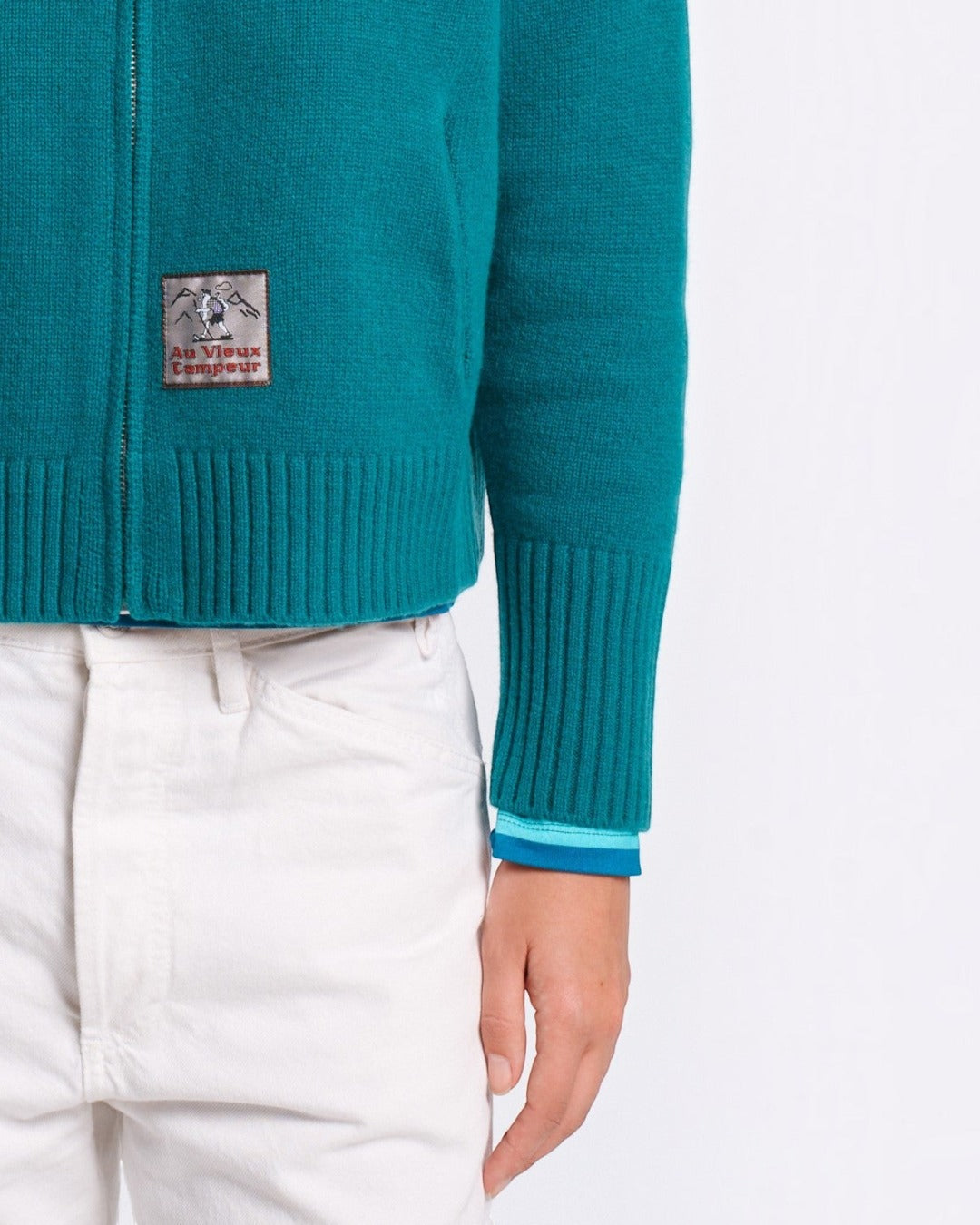 Au Vieux Campeur - Paid Leave - Daisy Sweater - Duck Green