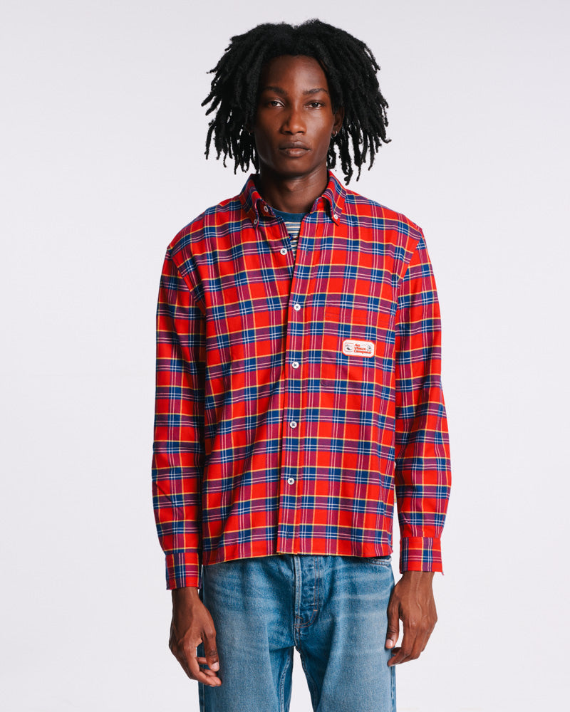 Au Vieux Campeur - Paid Vacation - Elmer Flannel Shirt - Red & Navy