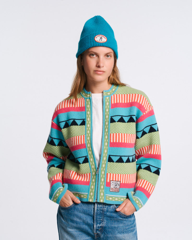 Au Vieux Campeur - Paid Leave - Nicole Cardigan - Green & Bleu