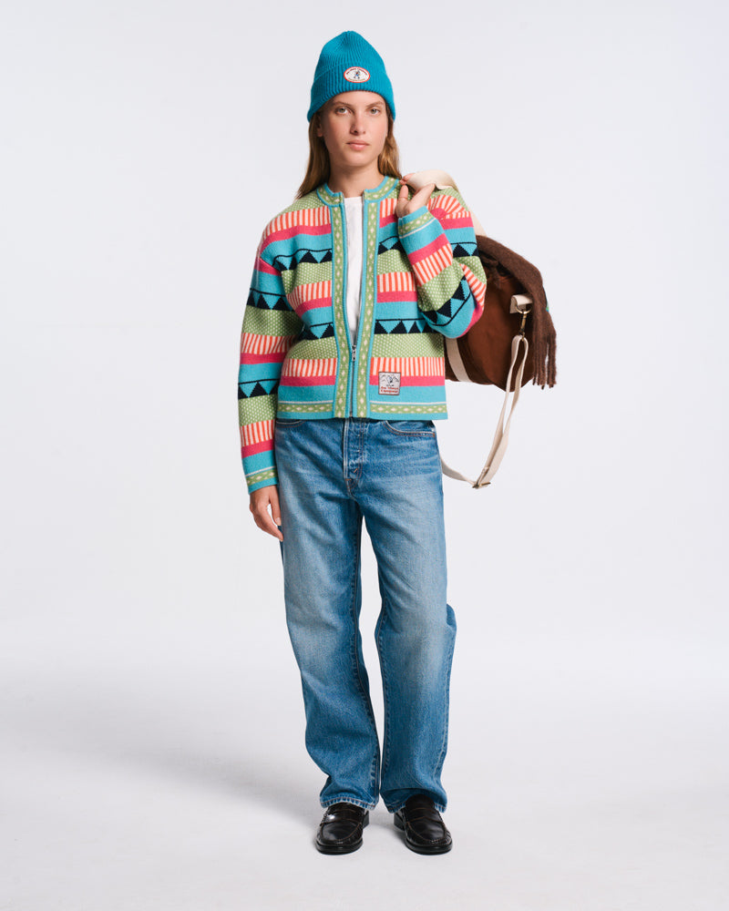 Au Vieux Campeur - Paid Leave - Nicole Cardigan - Green & Bleu