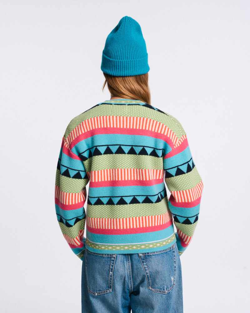 Au Vieux Campeur - Paid Leave - Nicole Cardigan - Green & Bleu
