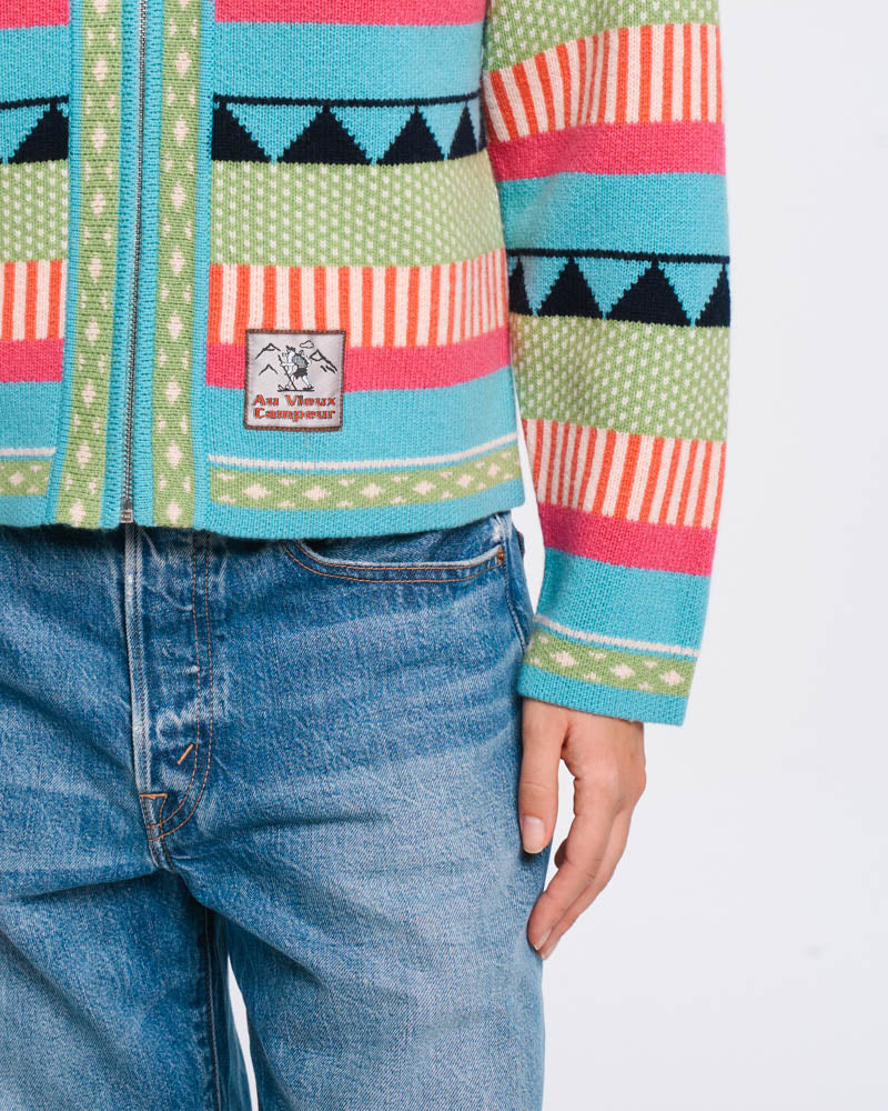 Au Vieux Campeur - Paid Leave - Nicole Cardigan - Green & Bleu